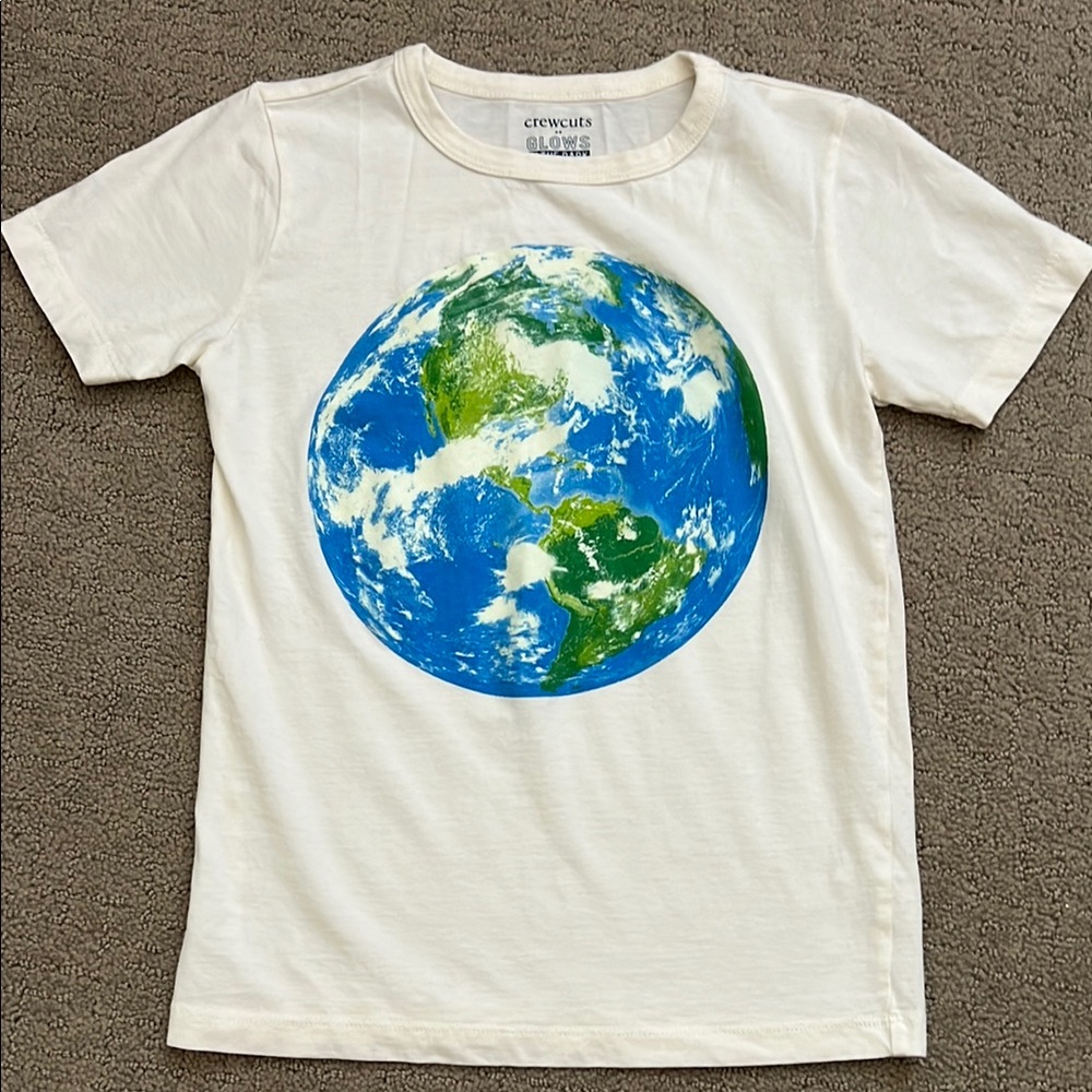 Crewcuts Kids Earth Print White Tee